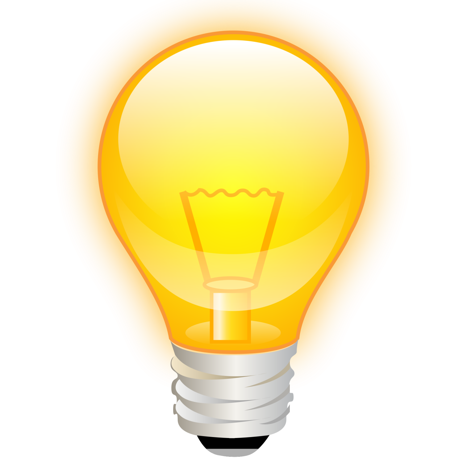 a yellow light bulb on a white background