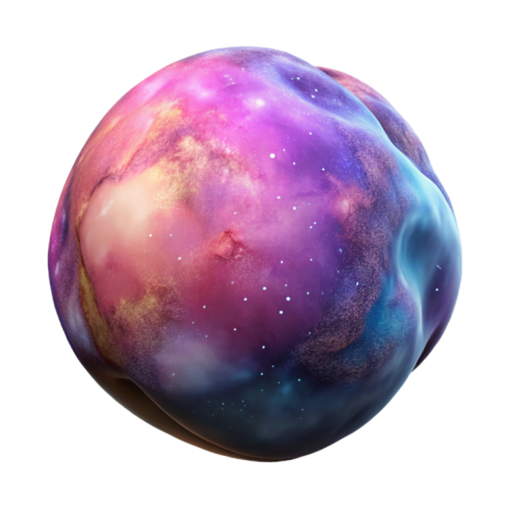 a purple and blue ball with stars on it
