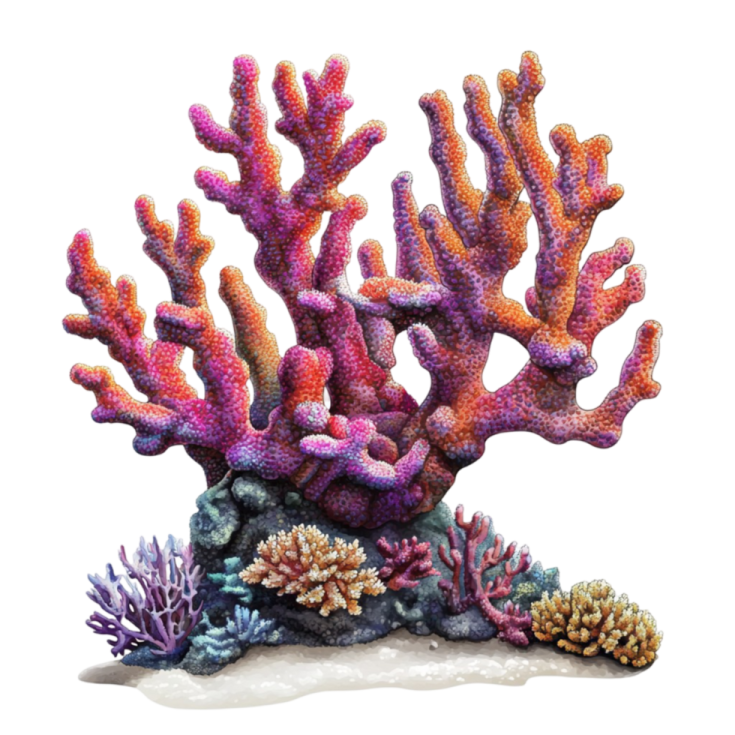 a colorful coral on a white background
