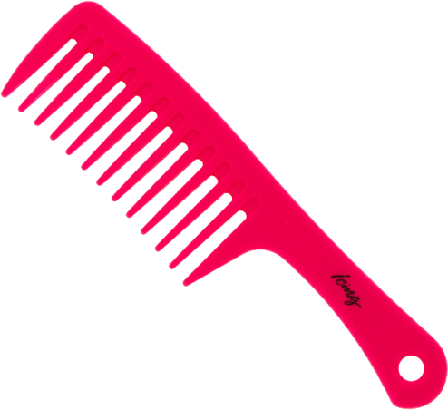 a pink comb on a white background