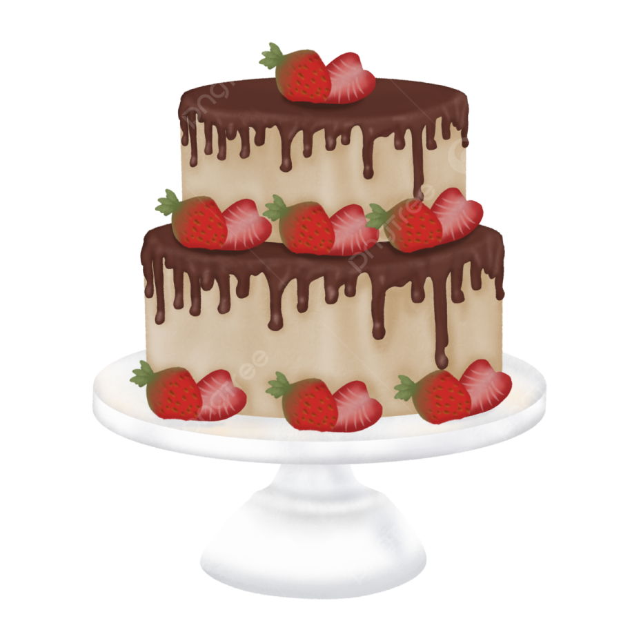 a cake with chocolate and strawberries on top