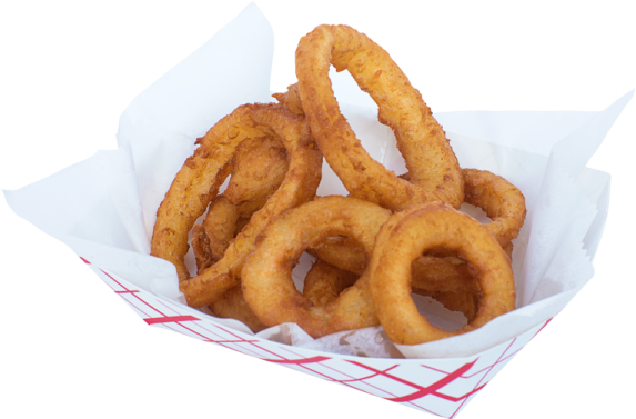 a basket of onion rings