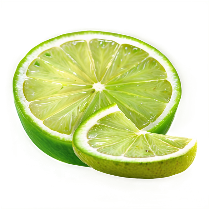 lime slices on a white background