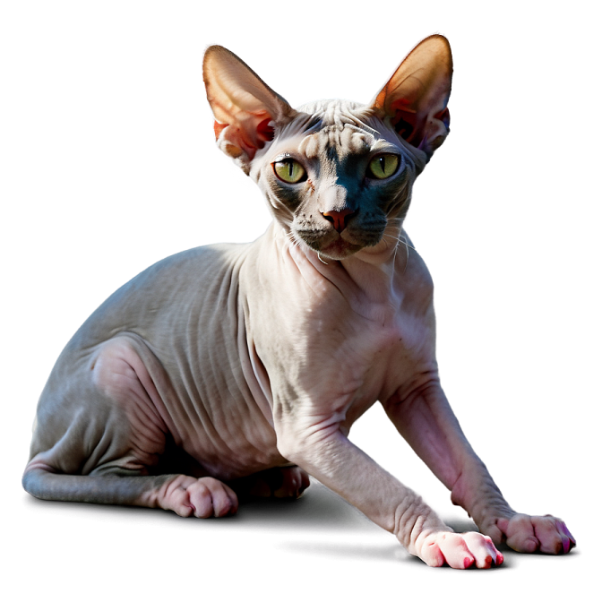 a hairless cat is sitting on the floor
