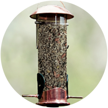 a bird feeder is shown in the center of a circle