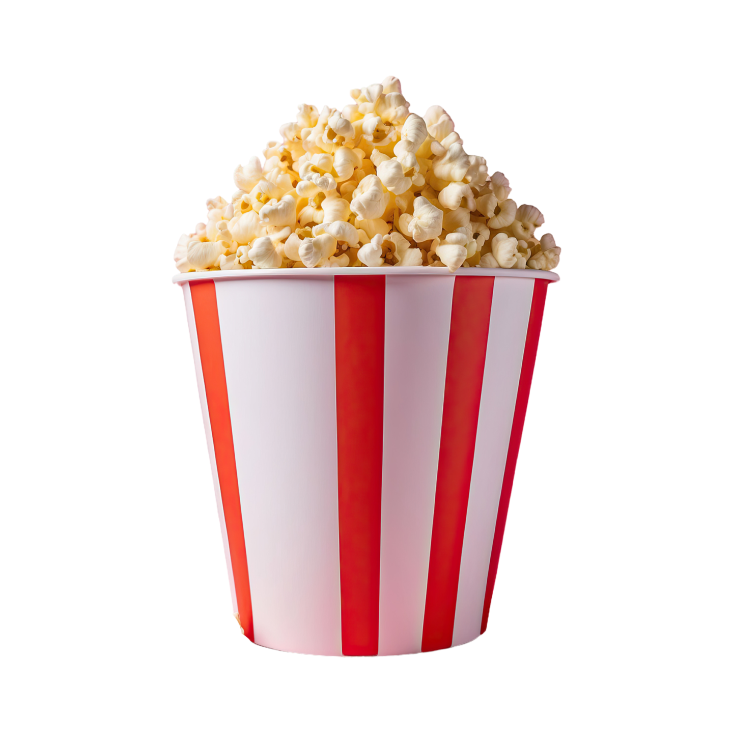 a red and white striped popcorn bucket
