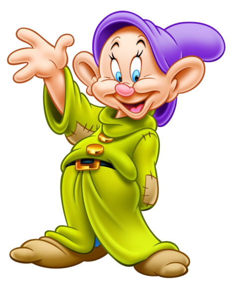 a cartoon character with purple hair and blue eyes