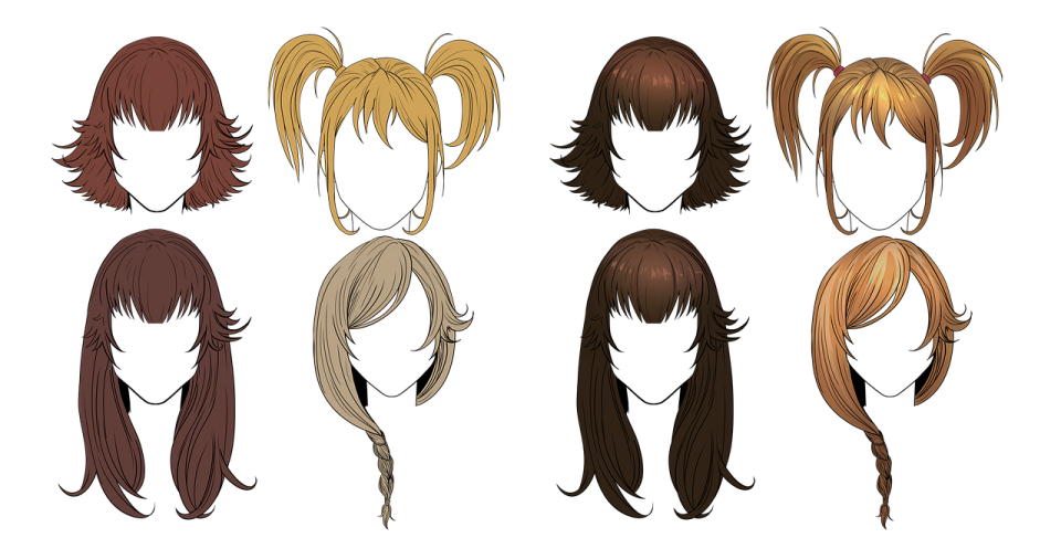 a set of girls's hair styles