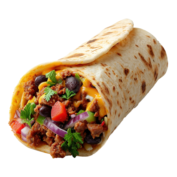 a burritoa filled with meat and vegetables