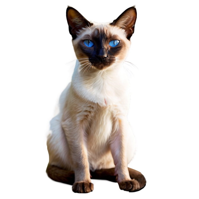 a cat with blue eyes sitting on a white surface
