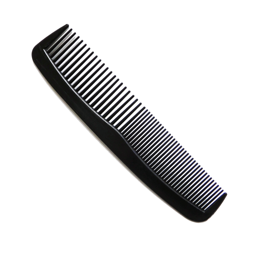 a black comb on a white background