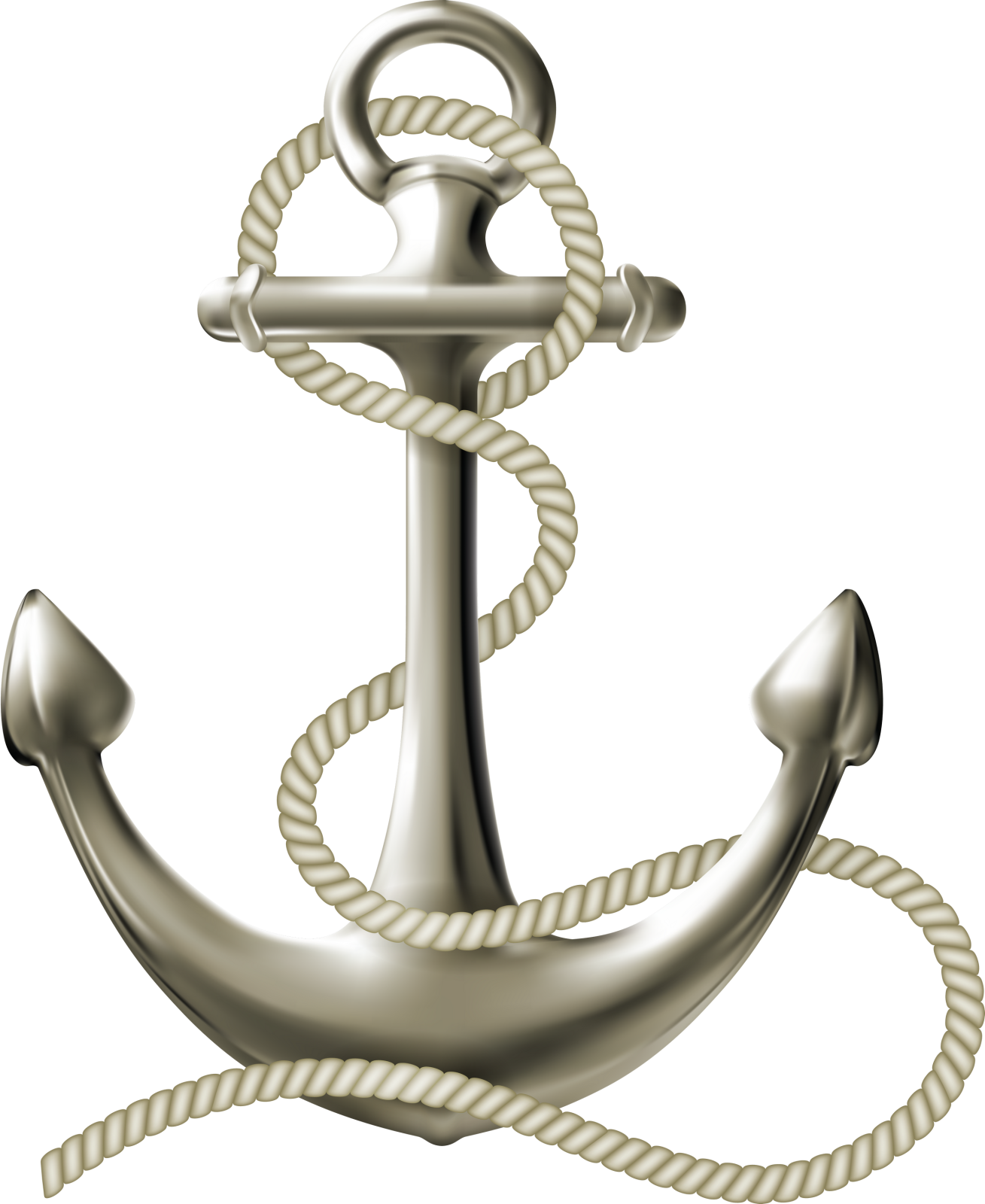 an anchor with rope on white background