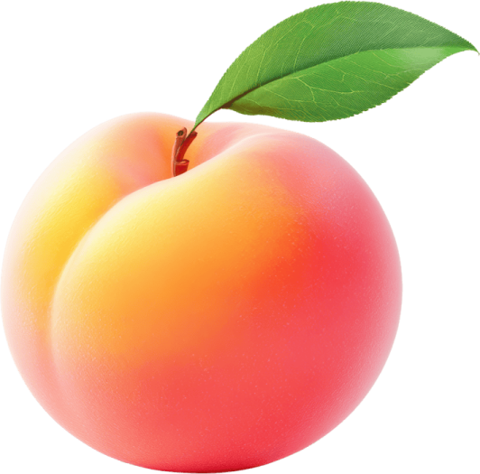 a peach with a leaf on it