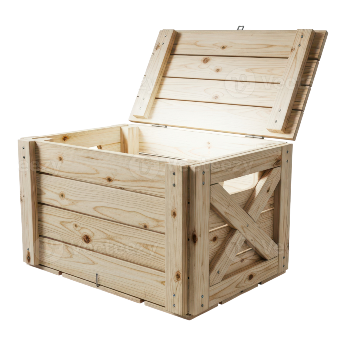 a wooden box with the lid open