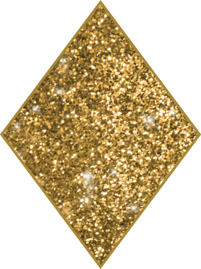 a gold glitter diamond on white background