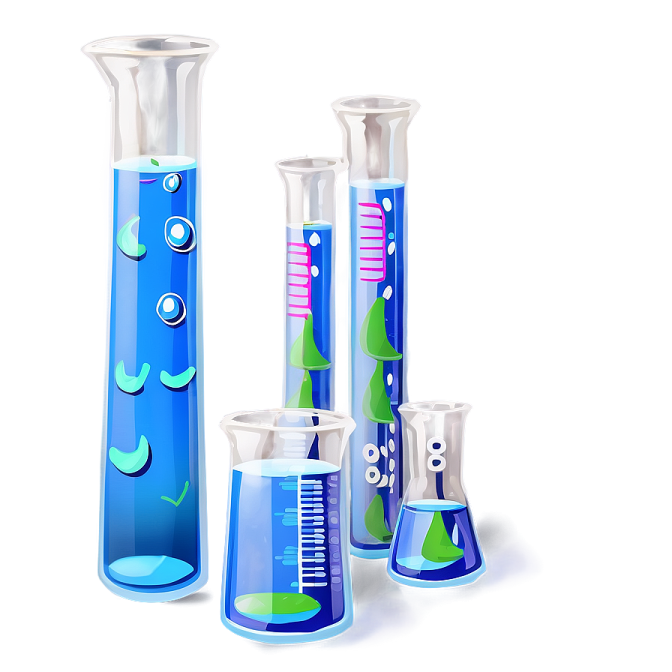 a set of three glass beaks with different colored liquids