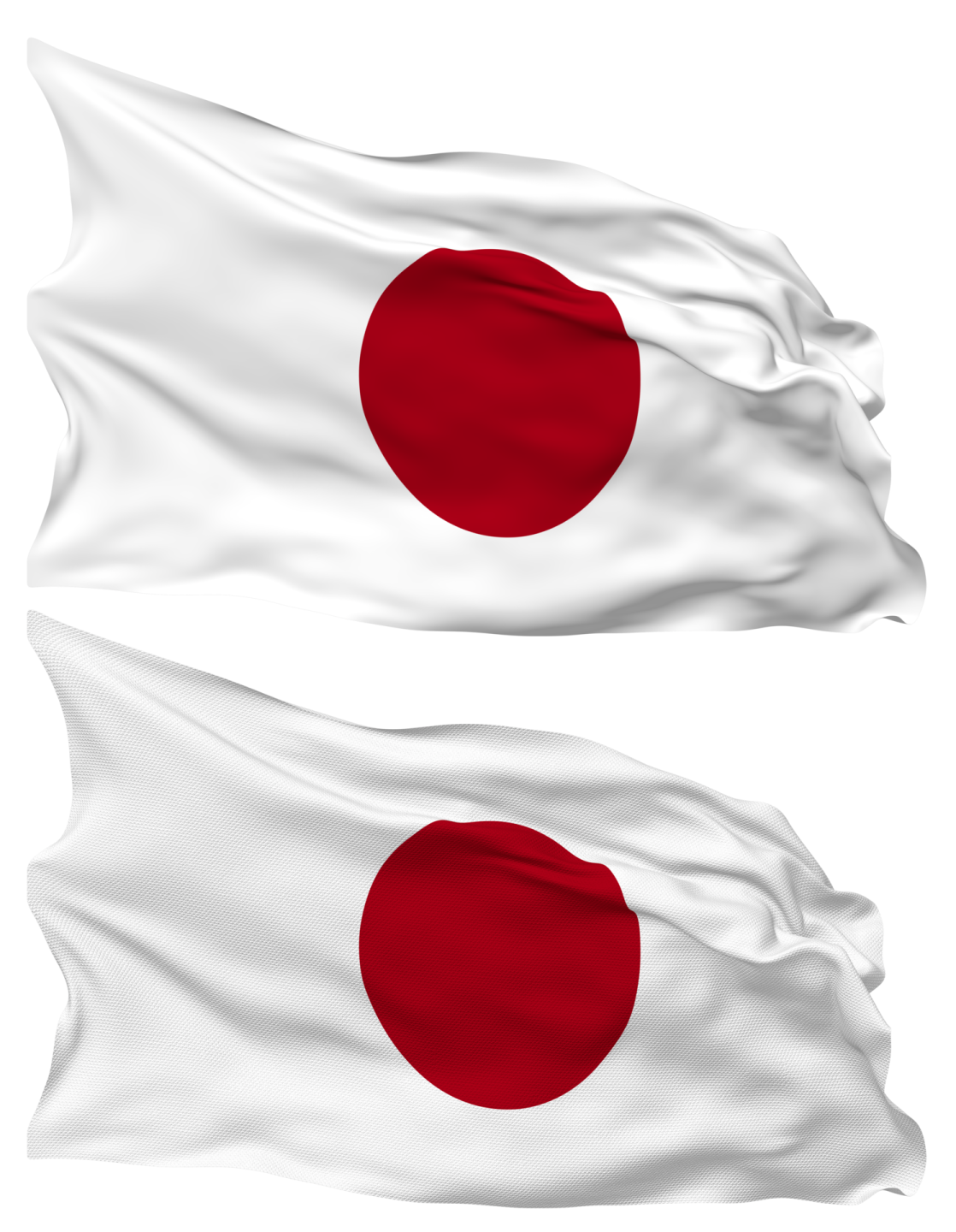 two japanese flags waving in the wind