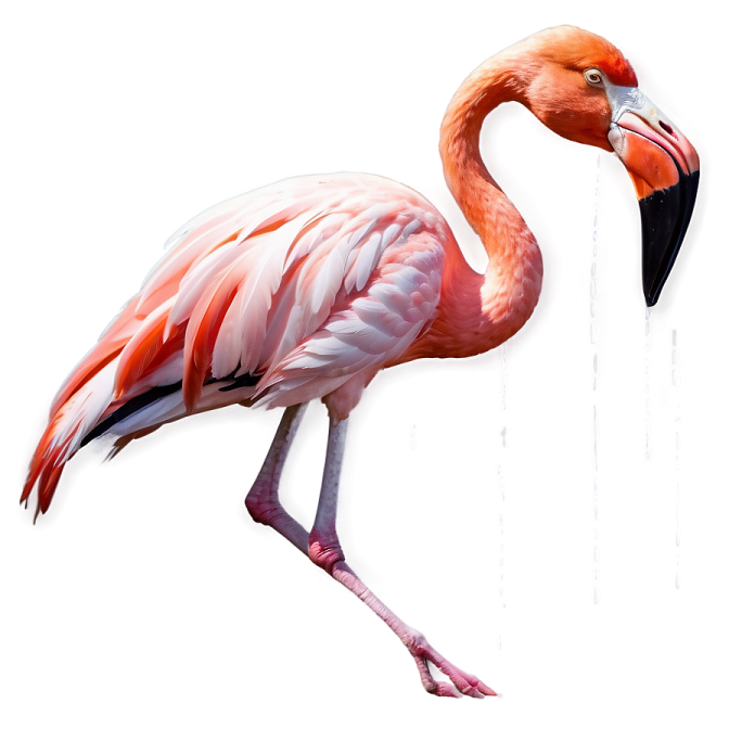 a pink flaming standing on its hinds