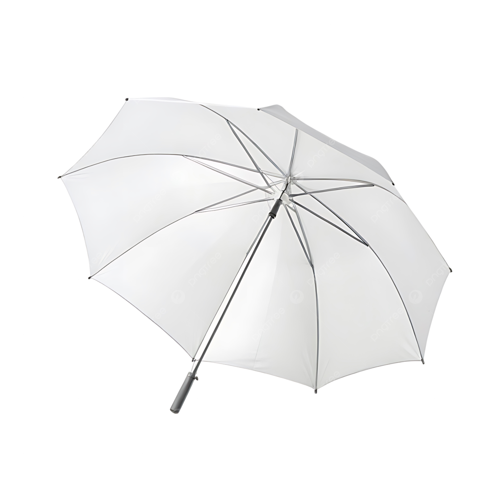 a white umbrella with a black handle