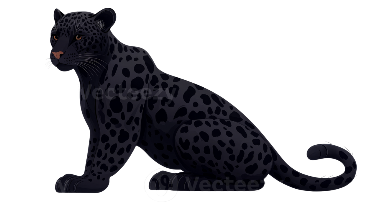 a black jaguar sitting on the ground