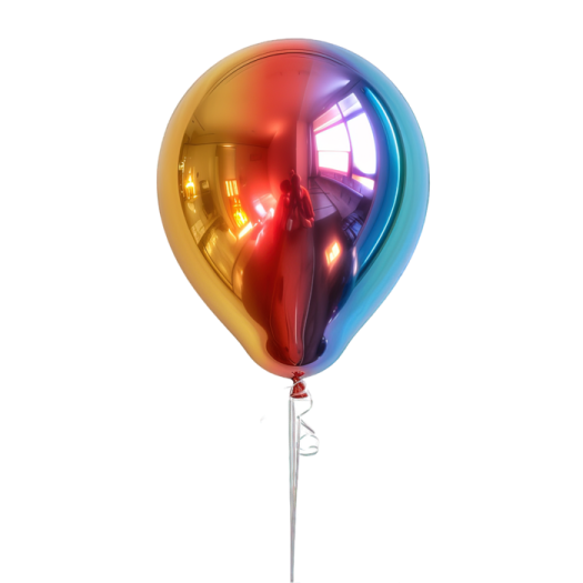 a multi colored balloon on a white background