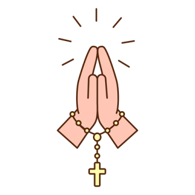 praying hands with a cross