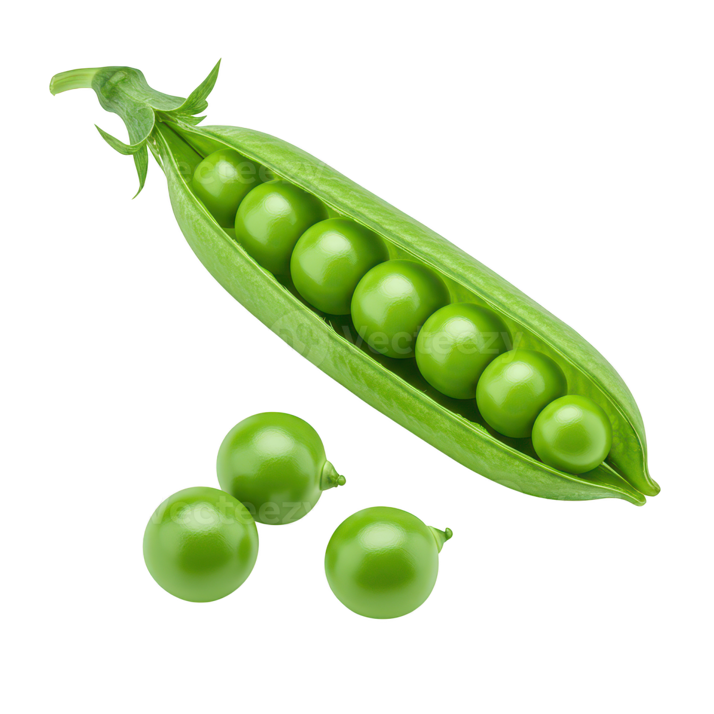 green peas on a white background