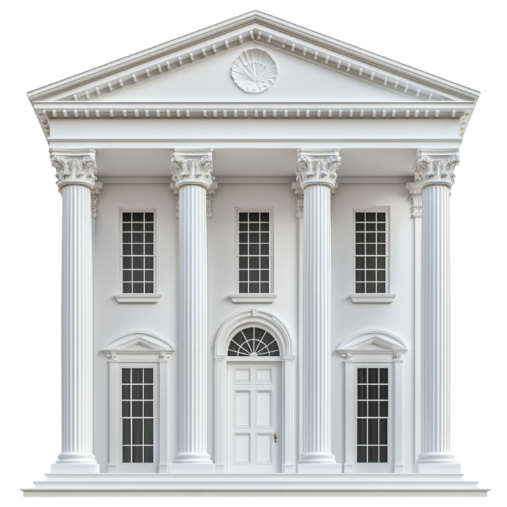 a white building with columns and windows