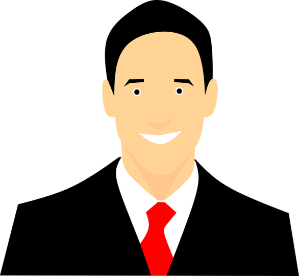 a man in a suit and red tie