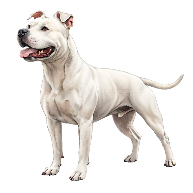an illustration of a white dog with its tongue out