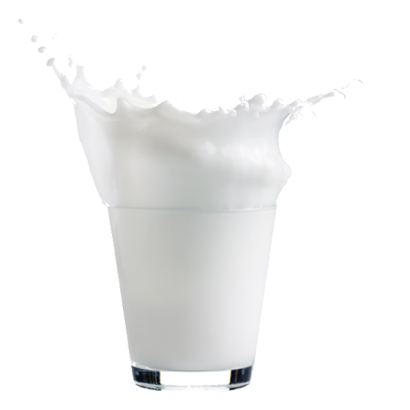 a glass of milk on a white background