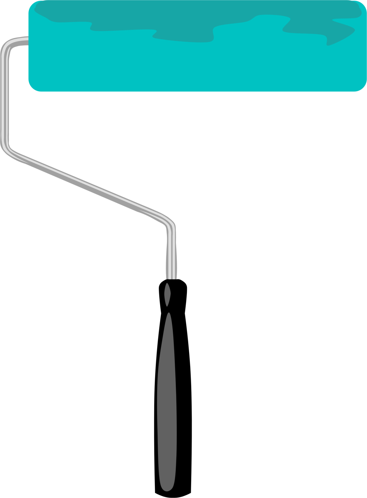 a blue paint roller on a white background