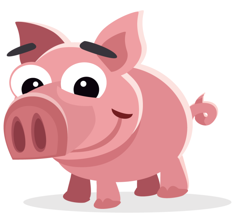 a cartoon pig with its mouth open