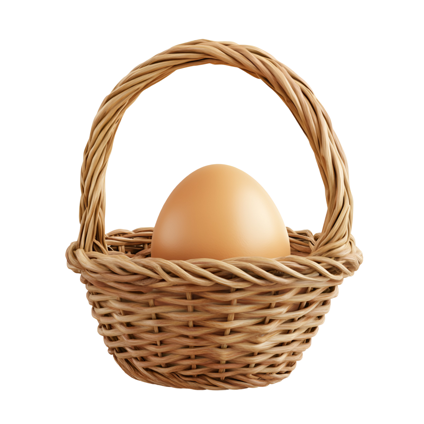 a basket with an egg in it