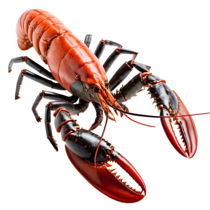 a red lobster on a white background