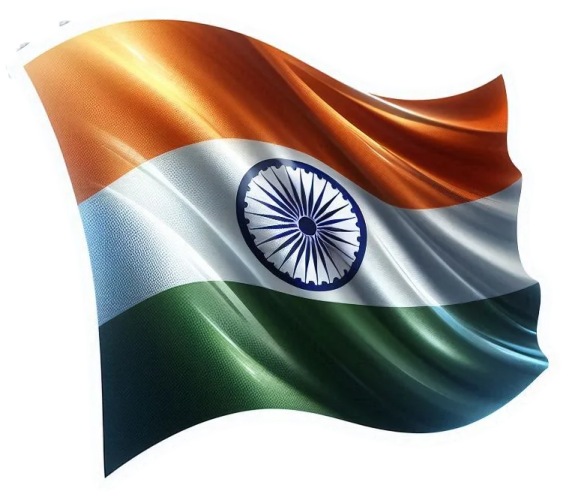 the indian flag flying in the wind