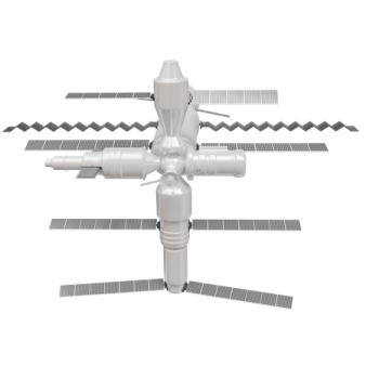 a model of the space station on a white background