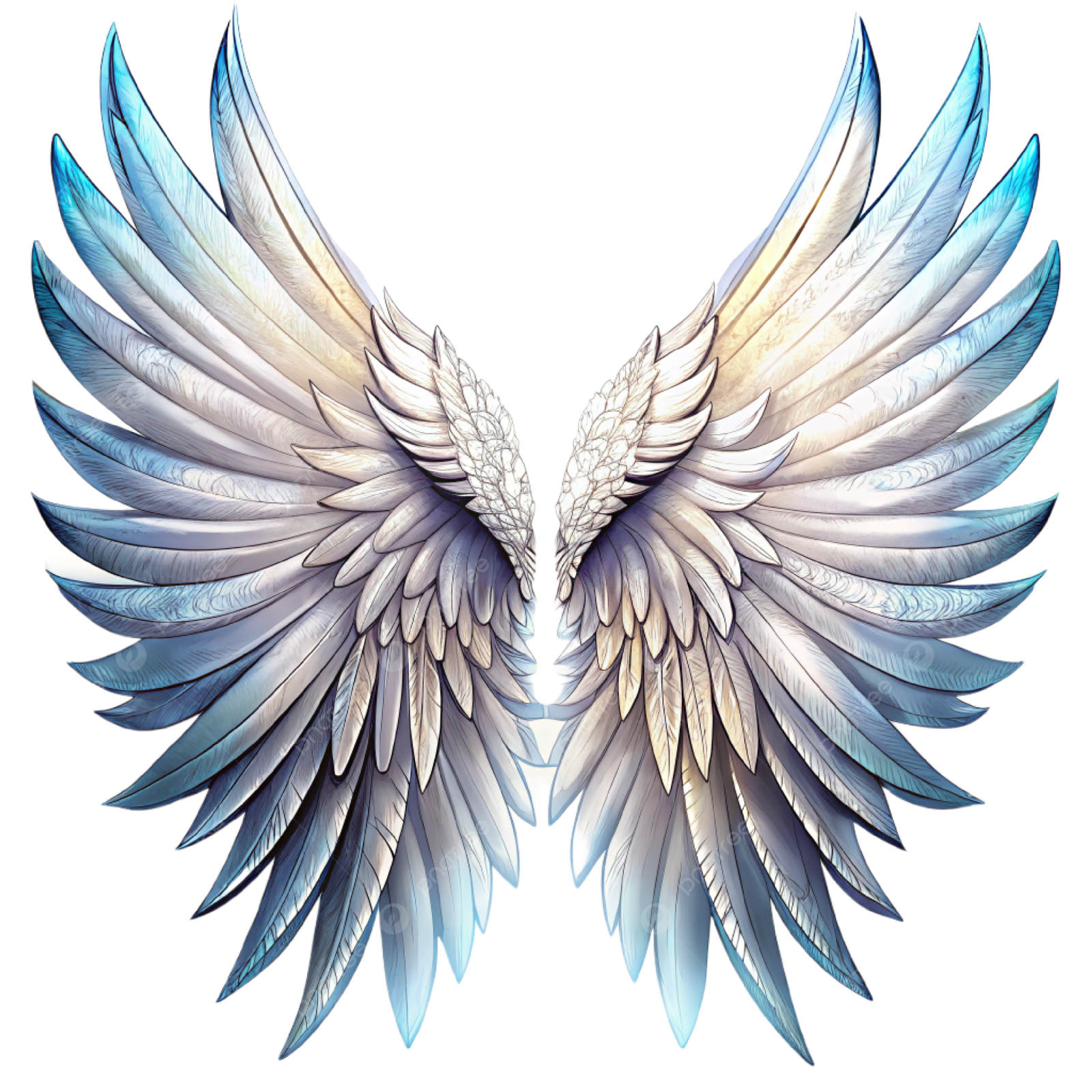 a pair of blue and white wings