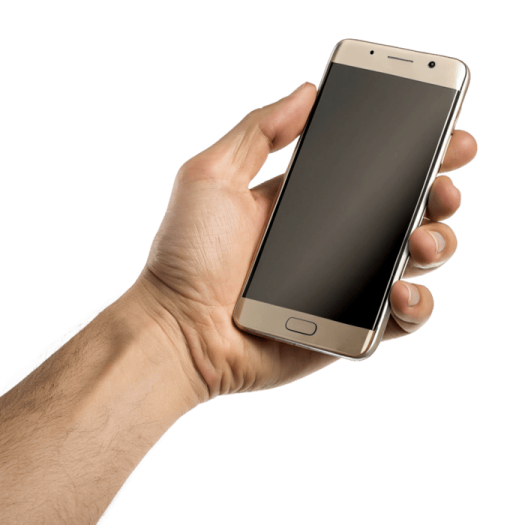 a man's hand holding a smart phone