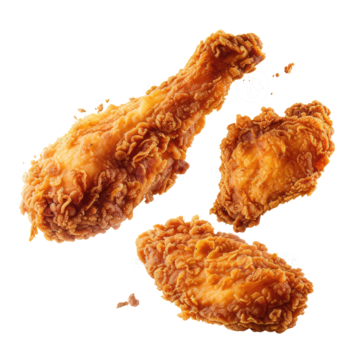 fried chicken pieces on a white background