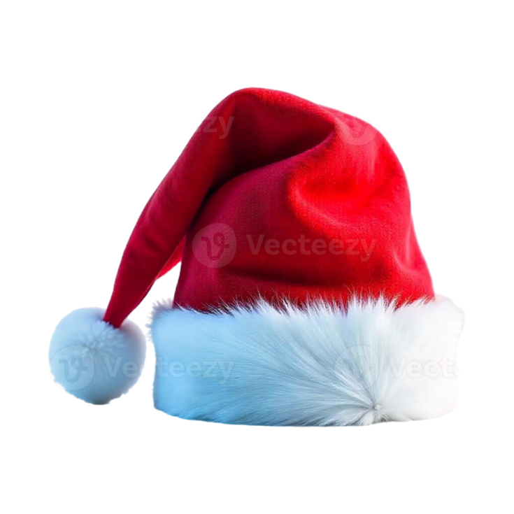 a red and white santa hat on a white background