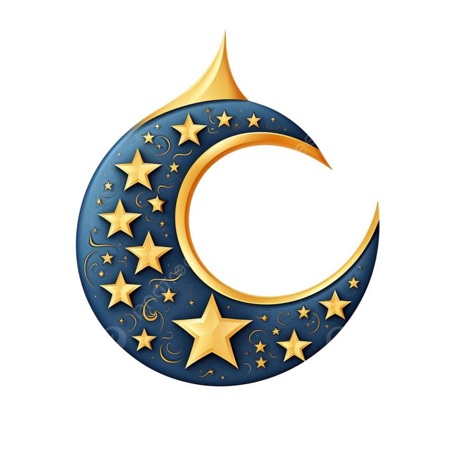 a crescent with stars on it