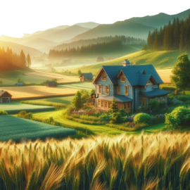 a house in the middle of a wheat field