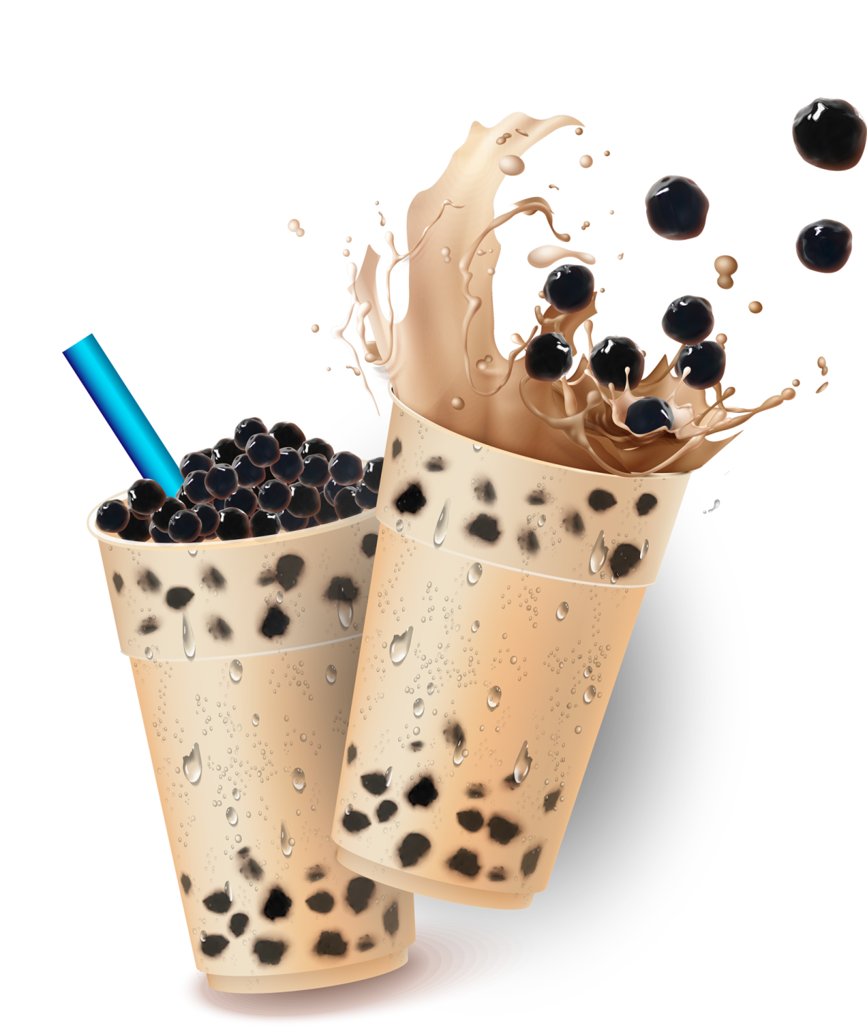a couple of cups filled with chocolate and blueberries