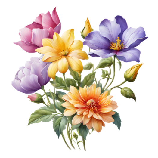 a bouquet of flowers on a white background