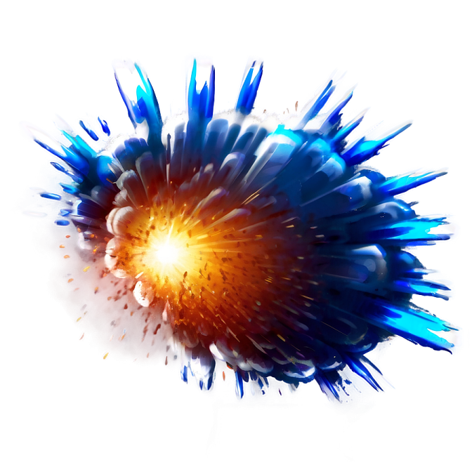 an explosion of blue and orange paint