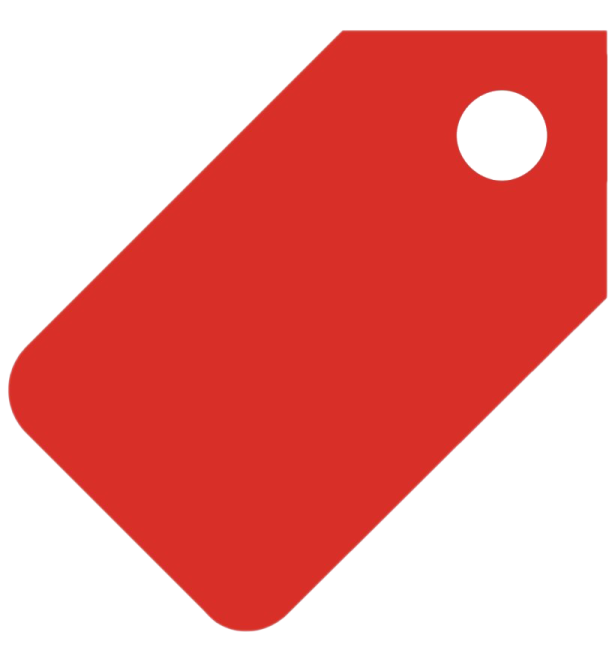 a red tag on a white background