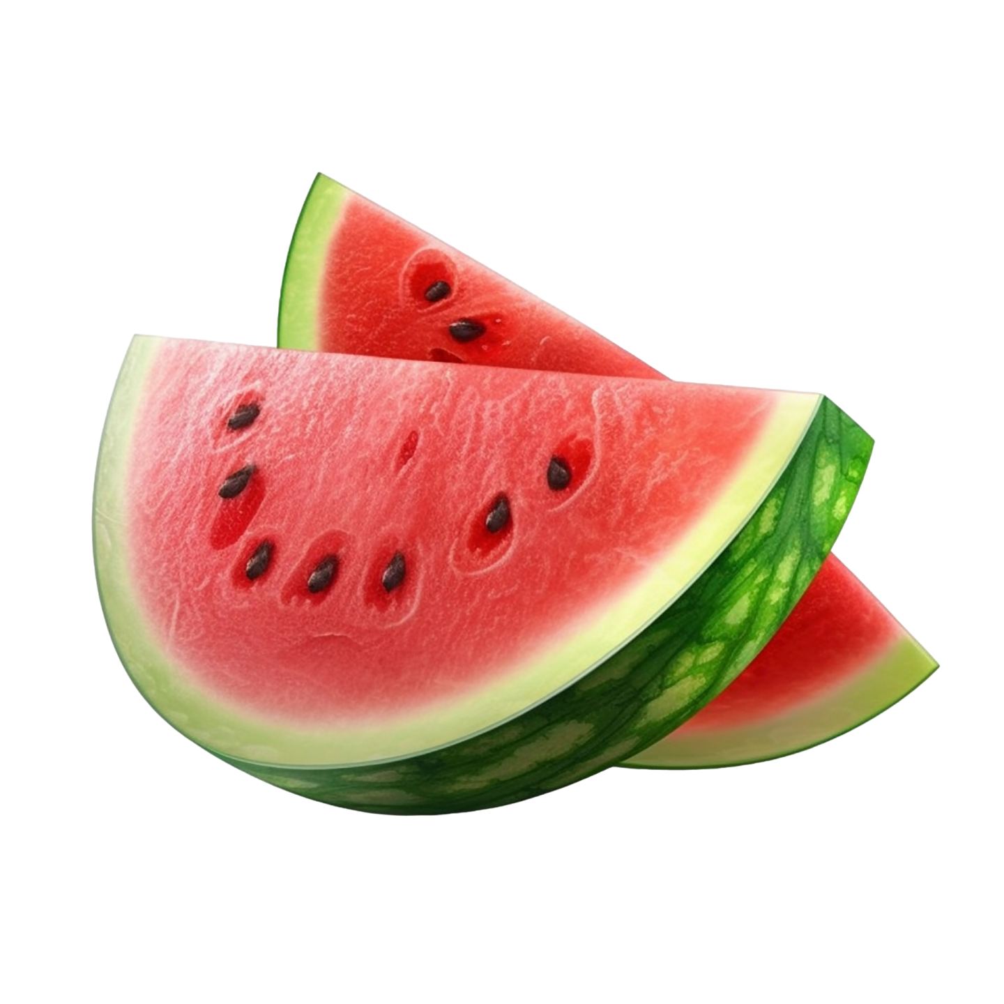 two slices of watermelon on a white background