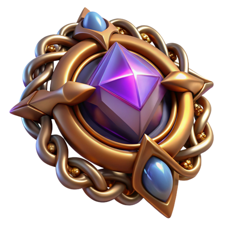 an image of a purple diamond surrounded by gold