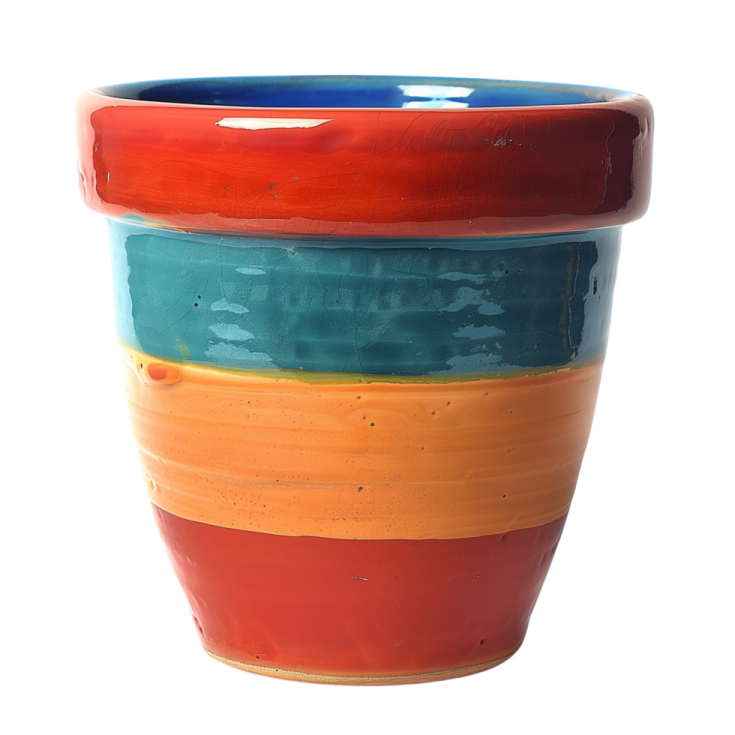 a close up of a colorfully painted pot